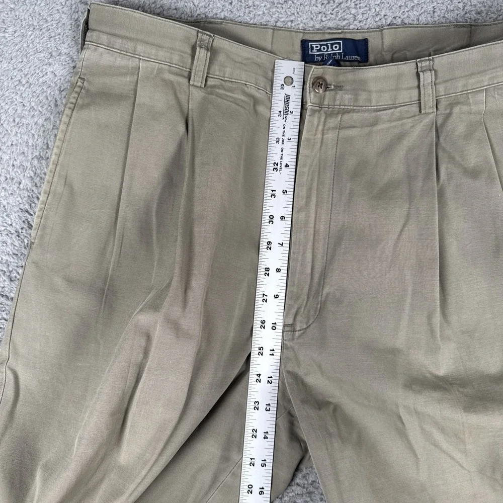Polo Ralph Lauren Hammond Pants Mens 36x33 Olive Green Pleated Cuffed